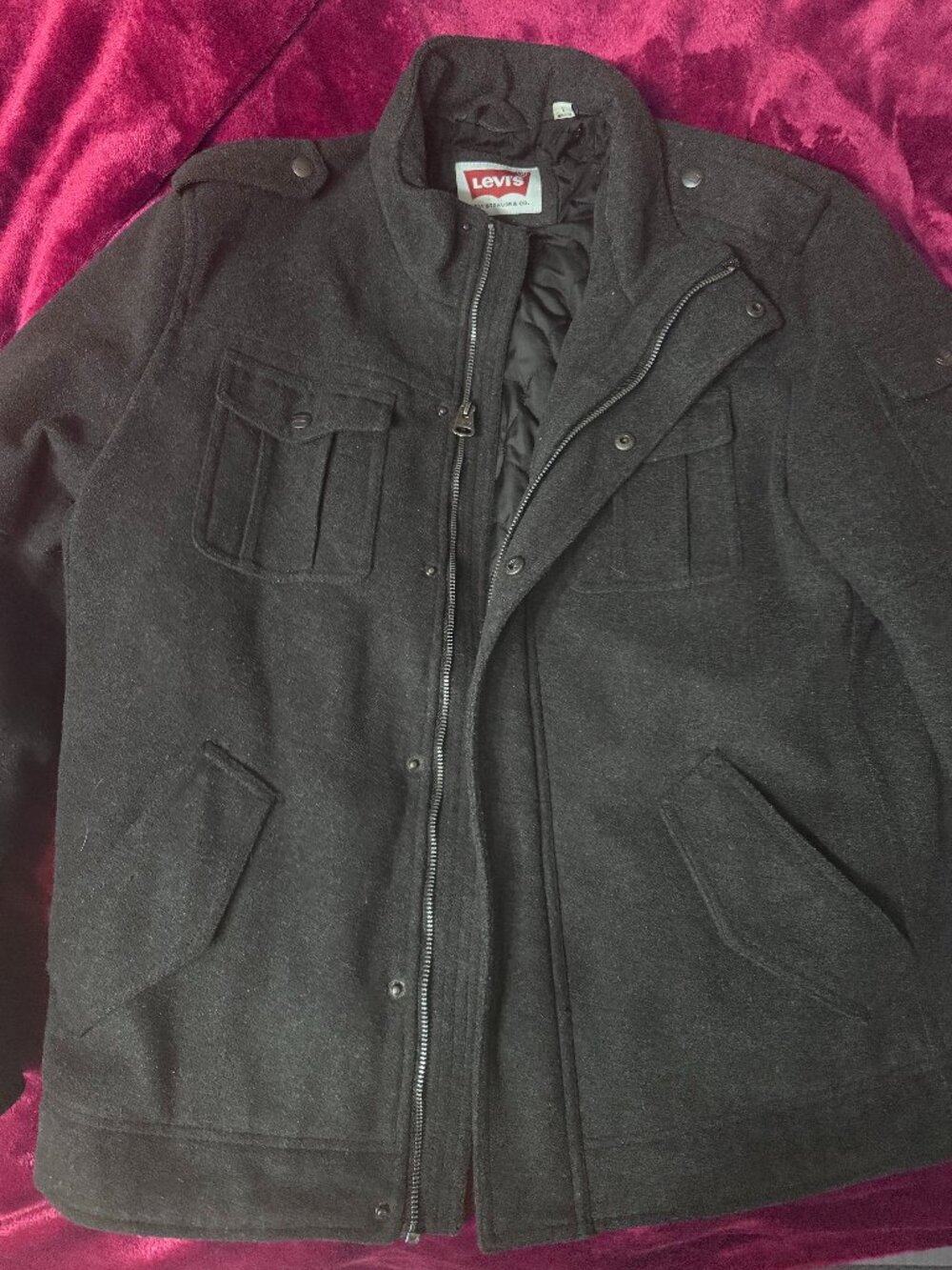 Levi's Grey Wool-Blend Military Pea Coat